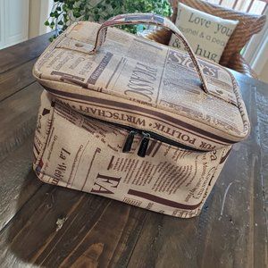 Sunlover Brand, Newspaper Print, Makeup Bag